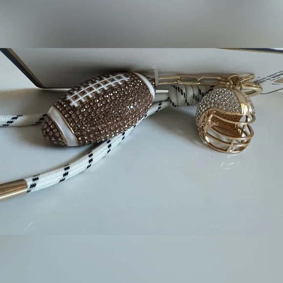 Piper. K, Gold and Brown Football Key and Bag Charm. New in packaging!!! - Picture 4 of 7